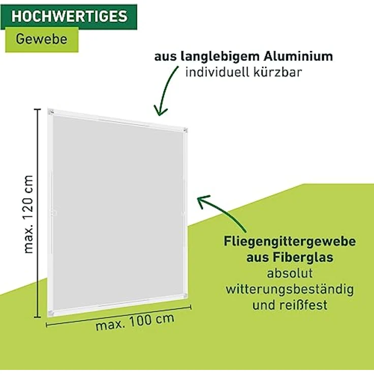 Windhager Insektenschutz teleskopierbares Fliegengitterfenster Flexi Fit, Spannrahmen-Fenster, Teleskopfenster ohne Sägen, Selbstbausatz 100 x 120 cm, weiß, 04303 – Bild 3