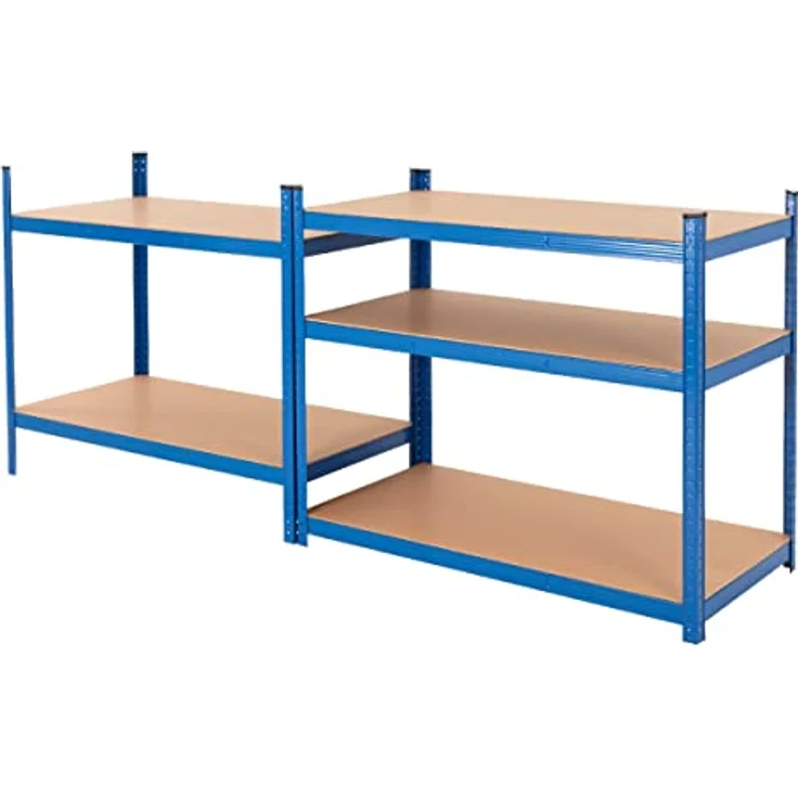 ecd germany Werkstattregal 200x100x60 cm blau aus MDF Holzfaserplatte und Metall belastbar – Bild 4