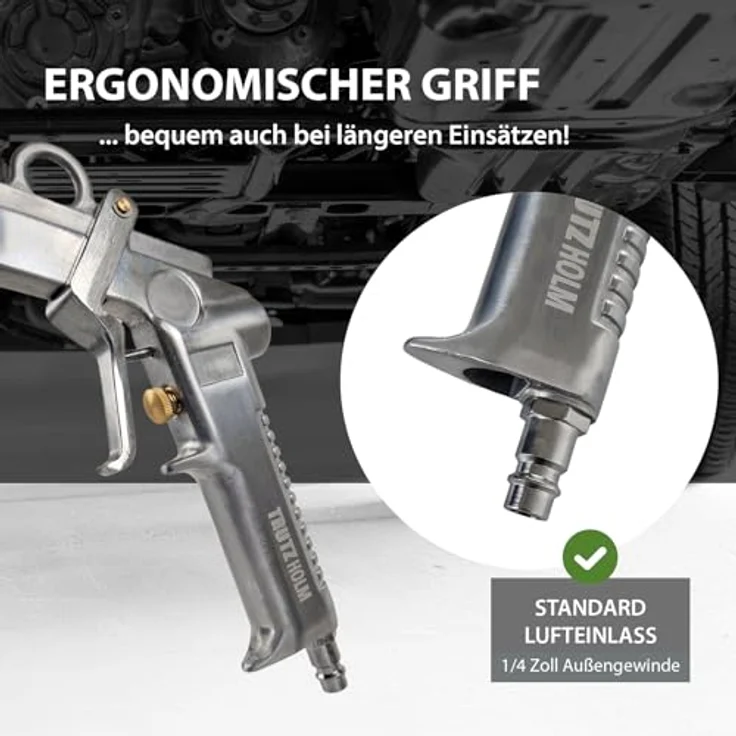 TRUTZHOLM Druckbecherpistole zur Hohlraumversiegelung, 1100 ml Tank, inkl. Runddüse, Hakendüse und Schläuche, blau – Bild 5