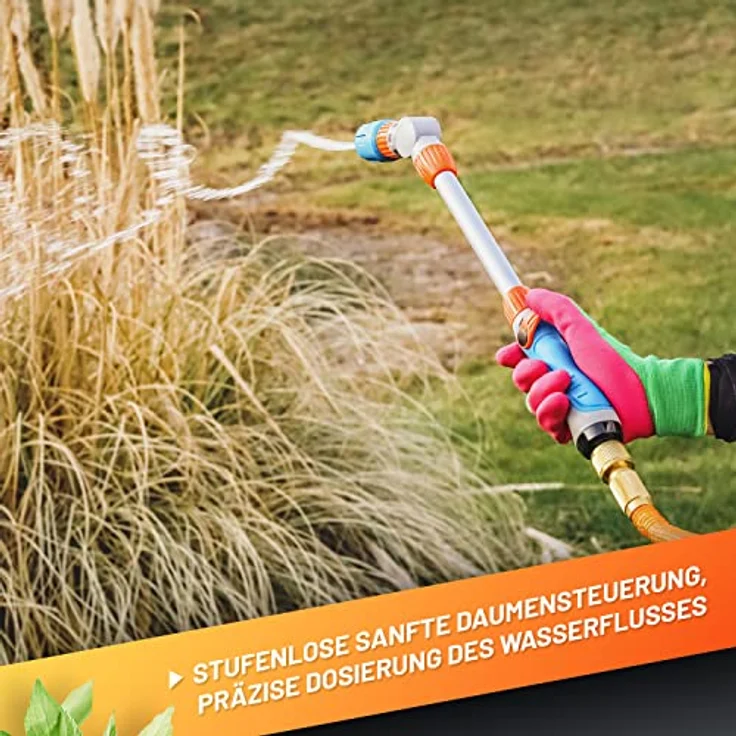 GRÜNTEK Sprühlanze für Schläuche, Reinigungs- und Bewässerungsstab mit 2 Strahlarten und schwenkbarem Sprühkopf – Bild 3