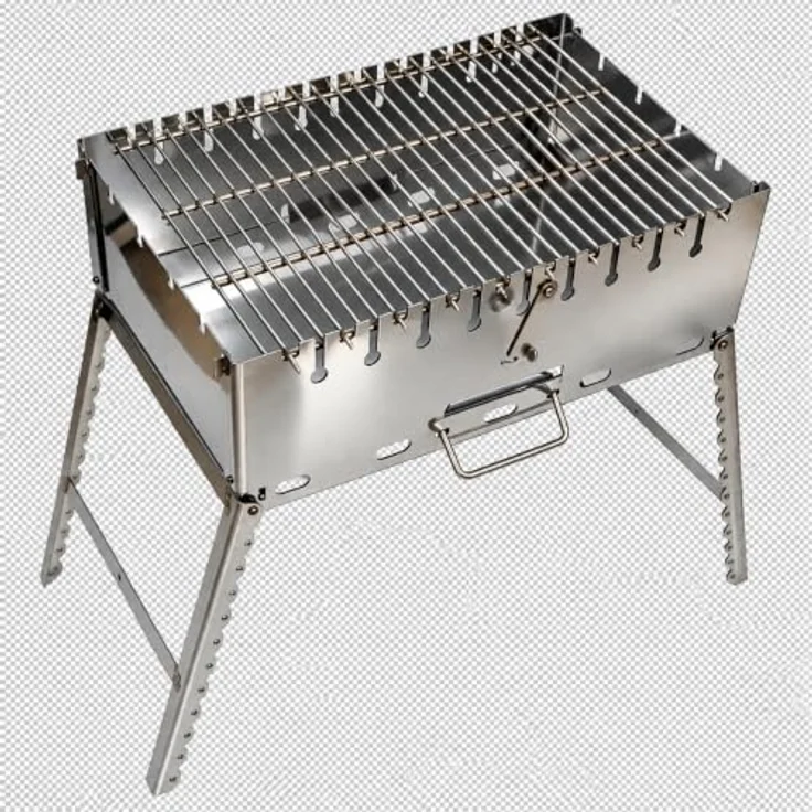 GOROCH Mangal Grill für 10 Spieße, klappbarer Schaschlikgrill aus 2 mm Edelstahl mit Faltbeinen, für Camping & Outdoor, kompakt 50 × 30 × 6 cm – Bild 7