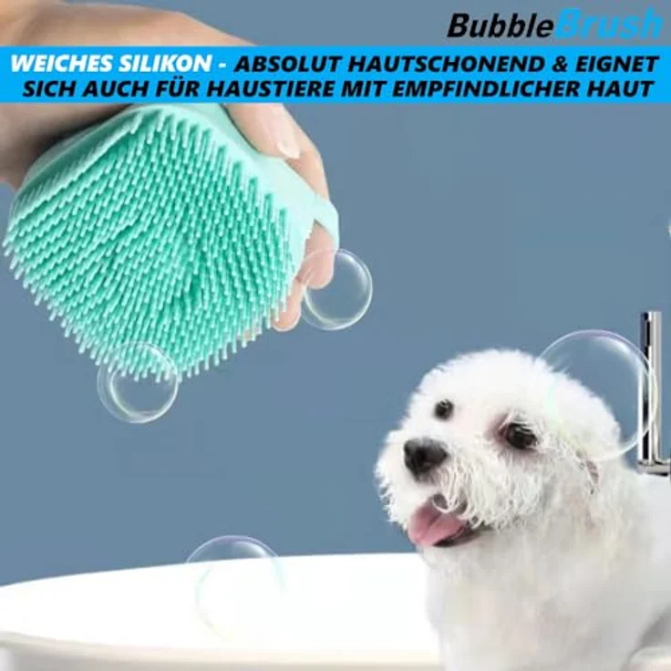 BubbleBrush Hunde Waschbürste Badebürste Massage, Bürste Fellbürste mit Shampoo Spender für Haustiere – Bild 3