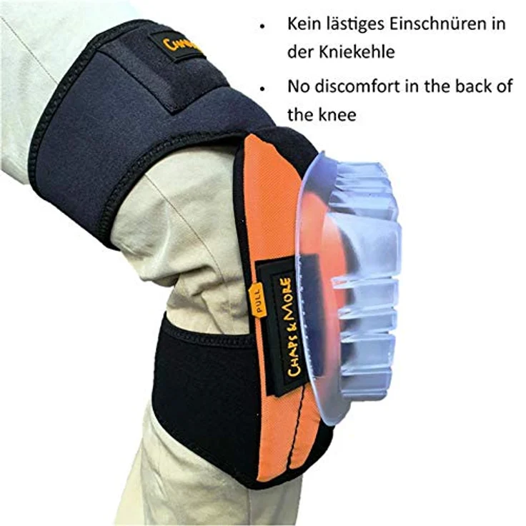Chaps & More Profi Sicherheits Knieschoner für die Arbeit in Schwarz - Orthopädischer Halt durch glatte Auflage + weiche Gel-Einbettung des Knies, rutschfest und ideal bei bestehenden Knieproblemen – Bild 2