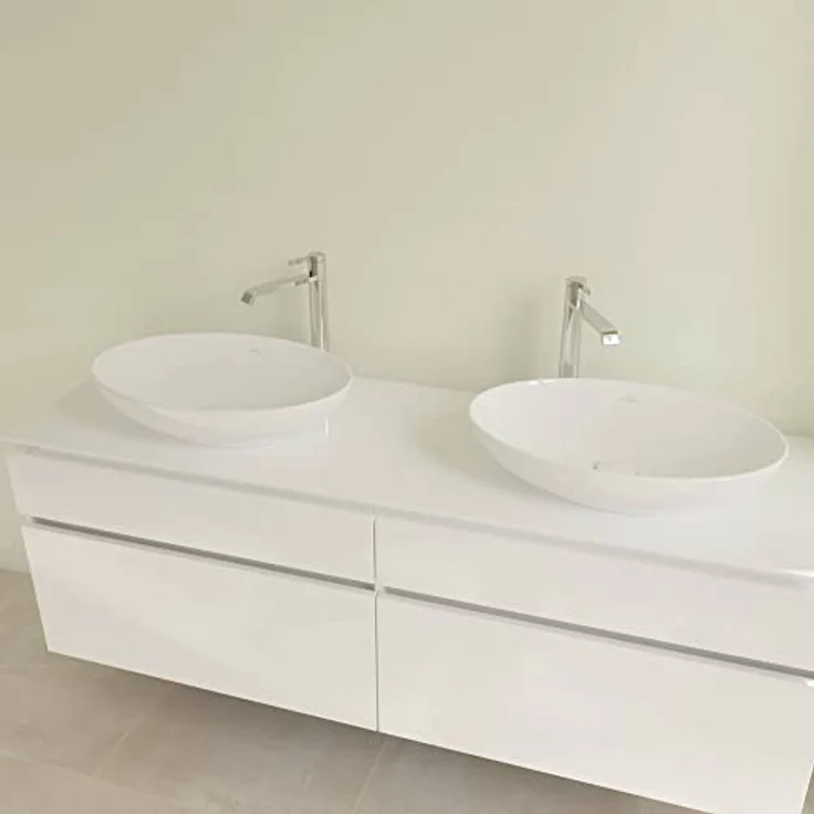 Villeroy & Boch Aufsatzwaschtisch LOOP & FRIENDS, Waschbecken 560x380mm, für wandmontierte Armatur, inklusive Ausschnittschablone, weiß – Bild 3