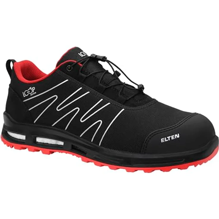 GCS ELTEN ENNO XXT Pro Low ESD S3S Sicherheitsschuhe, schwarz/rot, Größe 43, wasserabweisend, rutschfest, mit Kunststoffkappe