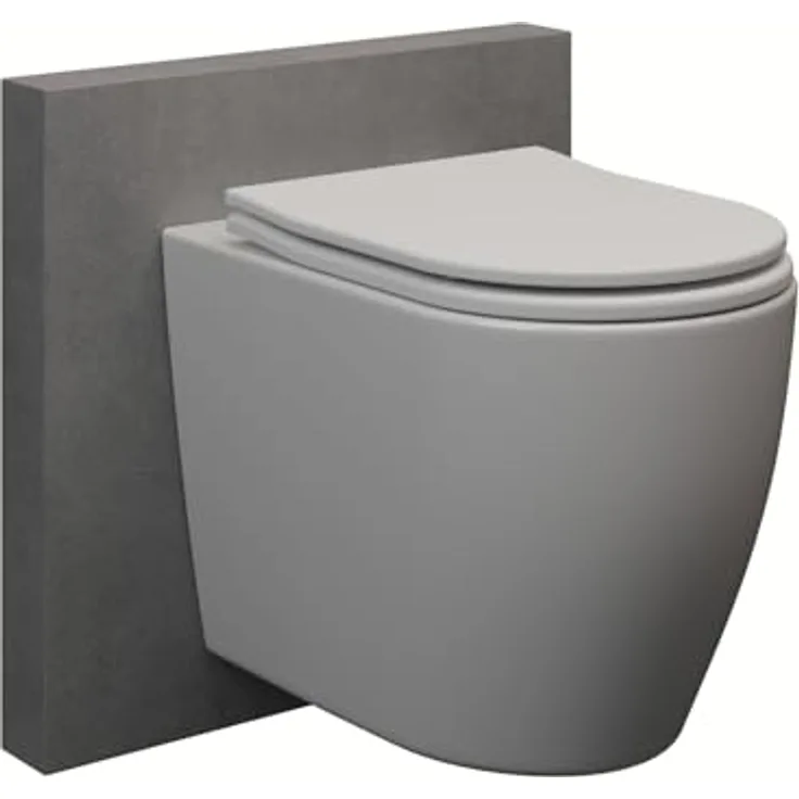 HAGO24 Hänge WC spülrandlos in Weiß I Hochwertige Keramik Toilette mit Nano Lotus Effekt I Absenkautomatik I Wassersparendes Wand WC