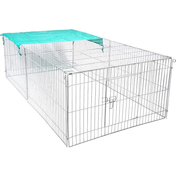 EUGAD Freigehege Kaninchen, Freilaufgehege Hasen mit Sonnenschutz, BHT 180x60x120cm 0003TSL – Bild 1