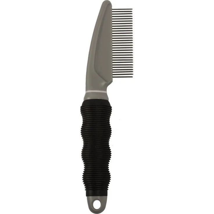 DUVO+ Fellkamm Entwirrungskamm, schwarz/grau, ergonomischer Griff und rotierende abgerundete Zinken für halblanges und langes Fell