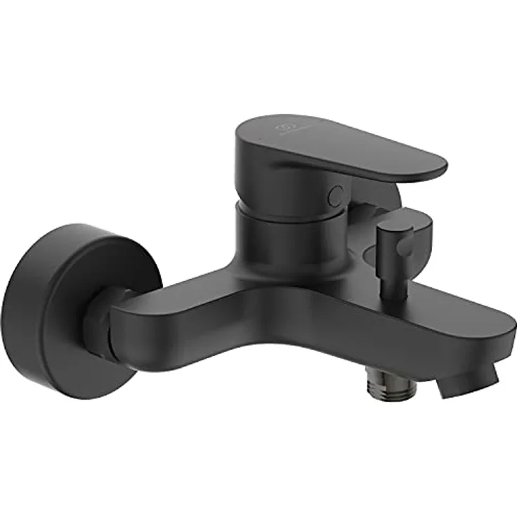 Ideal Standard Badearmatur Cerafine O Aufputz, Duscharmatur mit Silk Black Oberfläche, energie- und wassersparend, Heißwassertemperaturbegrenzer, leichte Bedienung durch LightMove Technologie