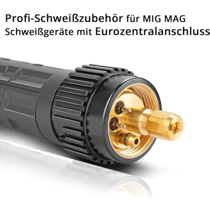 STAHLWERK AK15/MB15 Schweißbrenner-Set, 3 Meter Schlauchpaket, gasgekühlte MIG/MAG Pistole 180 Ampere, Eurozentralanschluss, inkl. Brennerhalter mit Magnet-Standfuß – Bild 4