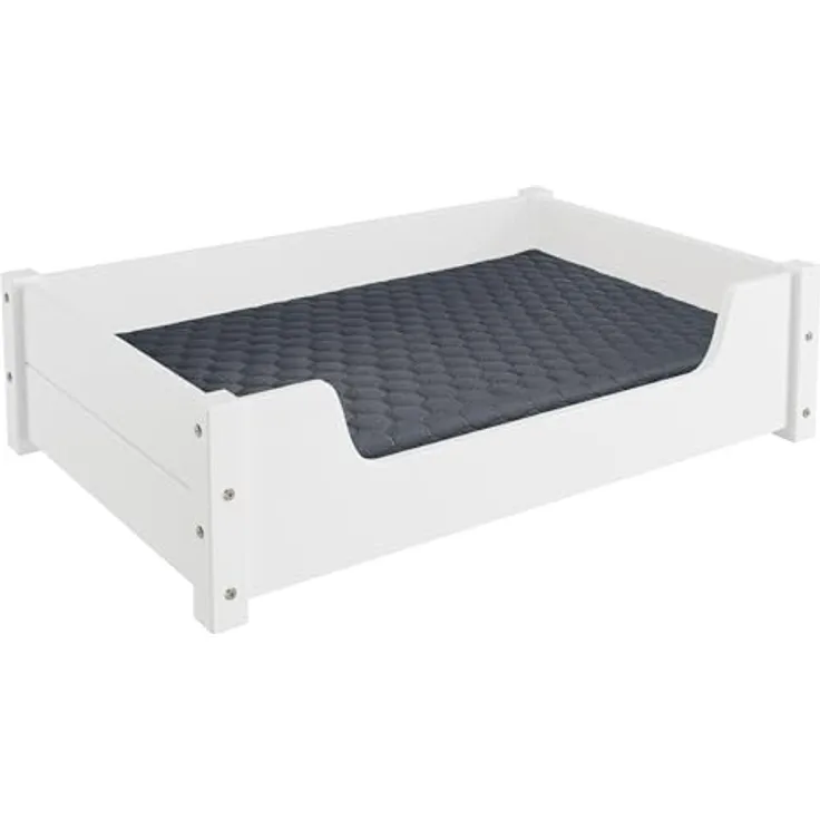 Erst-Holz Kuscheliges Haustierbett 80x50 cm, Kiefer weiß V-30.32-W-80x50, Rollrost und Matratze inkl.