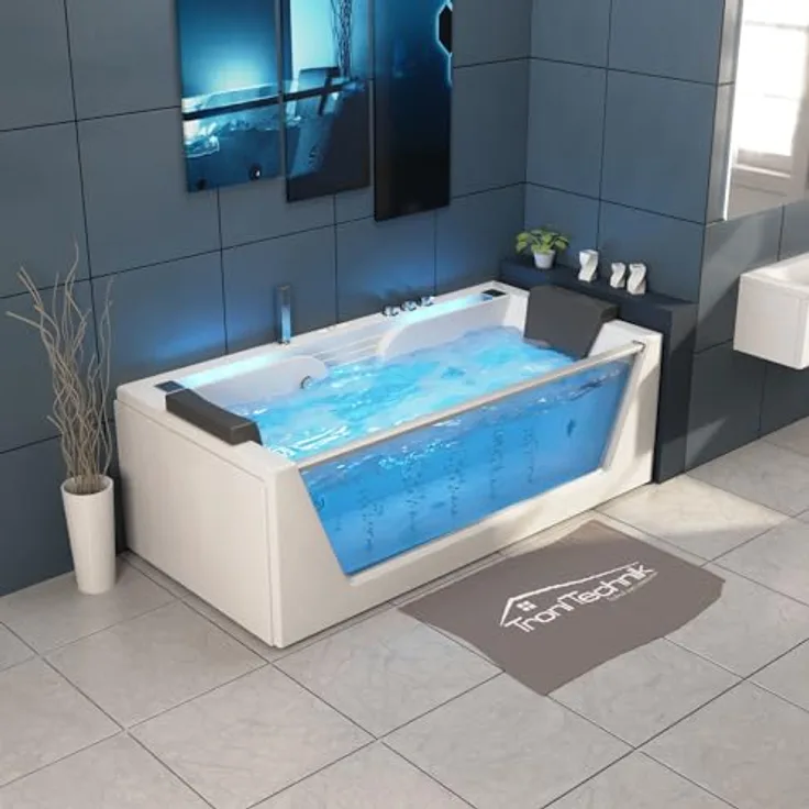 TroniTechnik Whirlpool Badewanne KOS 2 179cm x 85cm mit Heizung, Hydromassage, Bachlauf und Farblichtherapie