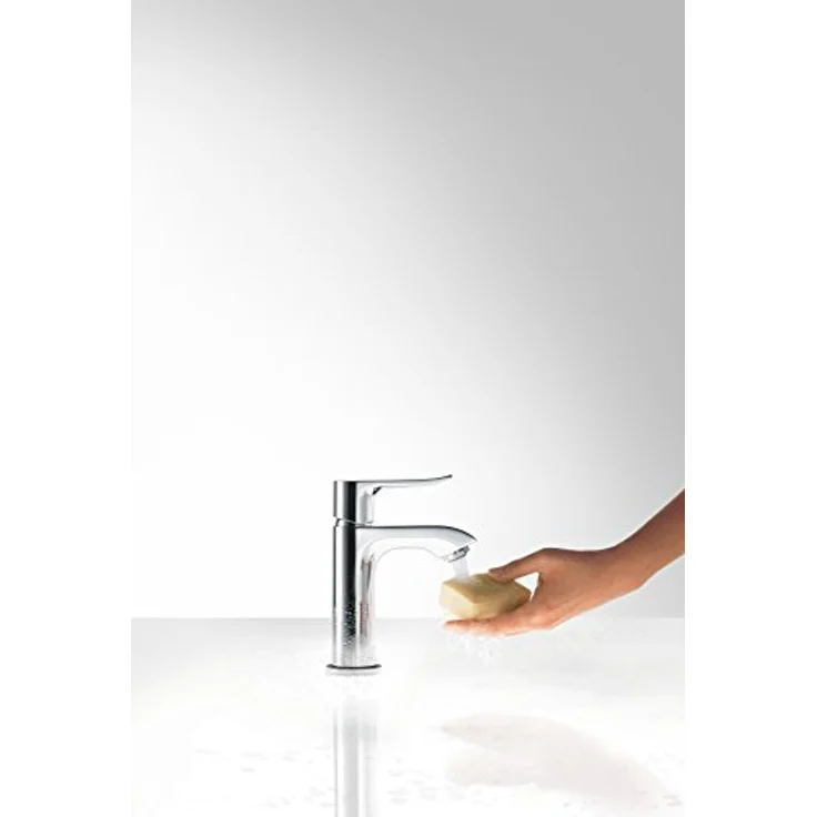 hansgrohe Metris 100 Spültischarmatur, chrom, mit Normalstrahl und Ablaufgarnitur, Durchflussmenge 5 l/min – Bild 3