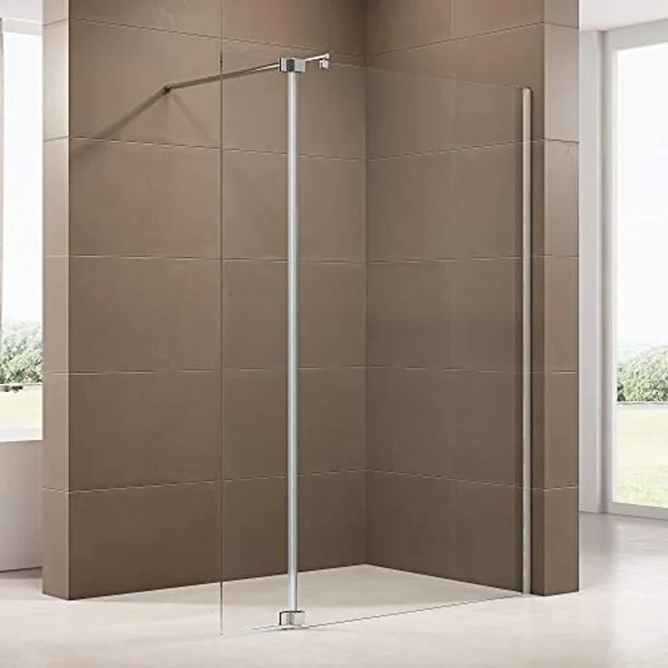 BERNSTEIN Seitenelement Spritzschutz NT106, 10 mm graues ESG-Sicherheitsglas, rahmenlos für Walk-In Dusche – Bild 5