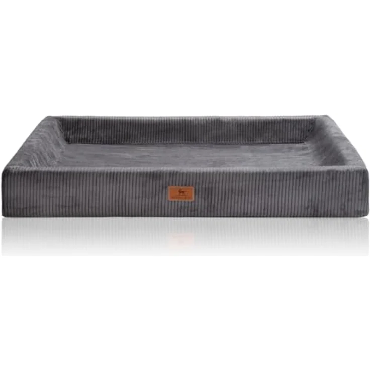 Knuffelwuff orthopädisches Hundebett aus Cord mit Handwebcharakter Santiago XL 105 x 80cm Grau - abnehmbarer Bezug - waschbar - für große, mittelgroße und kleine Hunde – Bild 2