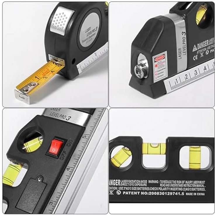 Retoo Wasserwaage Laser Wasserwaage Linienlaser Maßband Laserwasserwaage Multifunktion, Schwarz - Zeigt perfekt gerade Linien, Schafft die für die Malerei – Bild 8