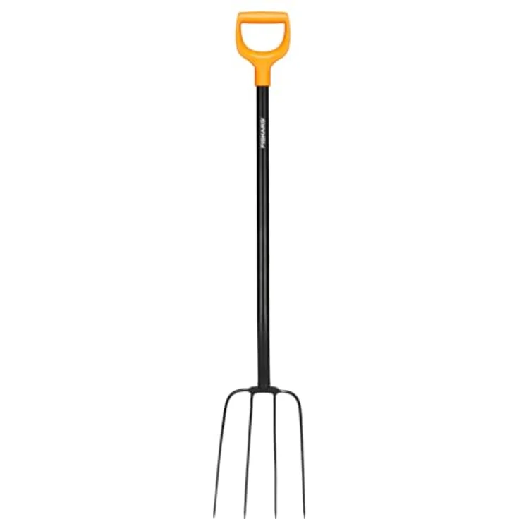 Fiskars Kompostgabel Solid, 4 Zinken aus Qualitätsstahl, 126 cm, ergonomischer Kunststoff-Stiel in Schwarz/Orange, Modell 1070674 – Bild 1
