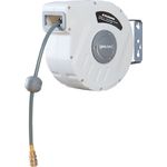 pro.tec Schlauchaufroller, Druckluftschlauchtrommel 'Nassau' 10m + 1m Weiß/Grau, Wandmontage, 180° schwenkbar