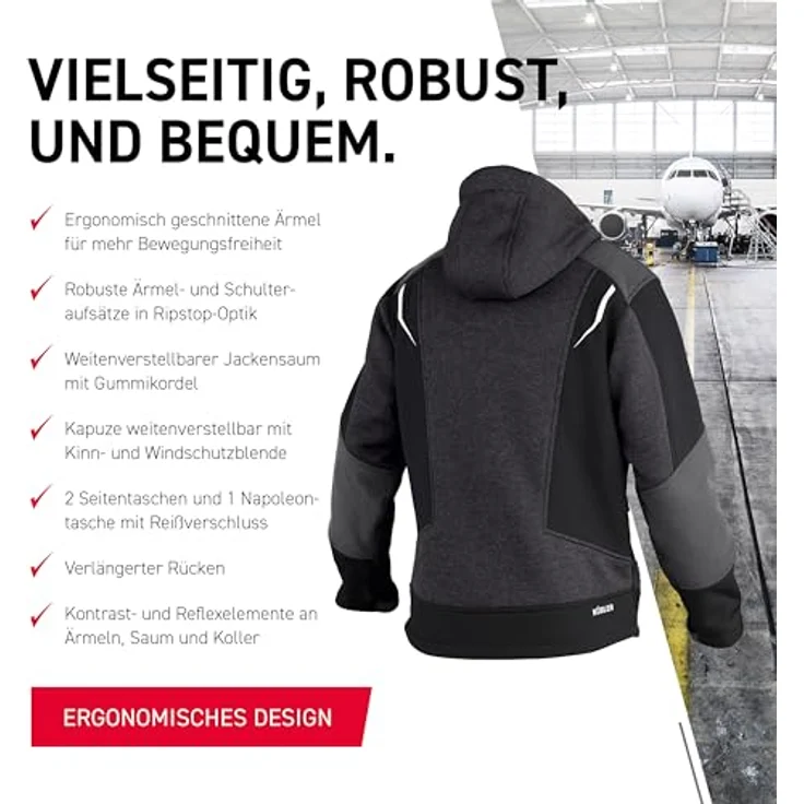 Kübler Arbeitsjacke, Strickjacke mit Teddyfutter, wasserabweisenden Reissverschlüssen und reflektierenden Elementen, Größe L – Bild 5