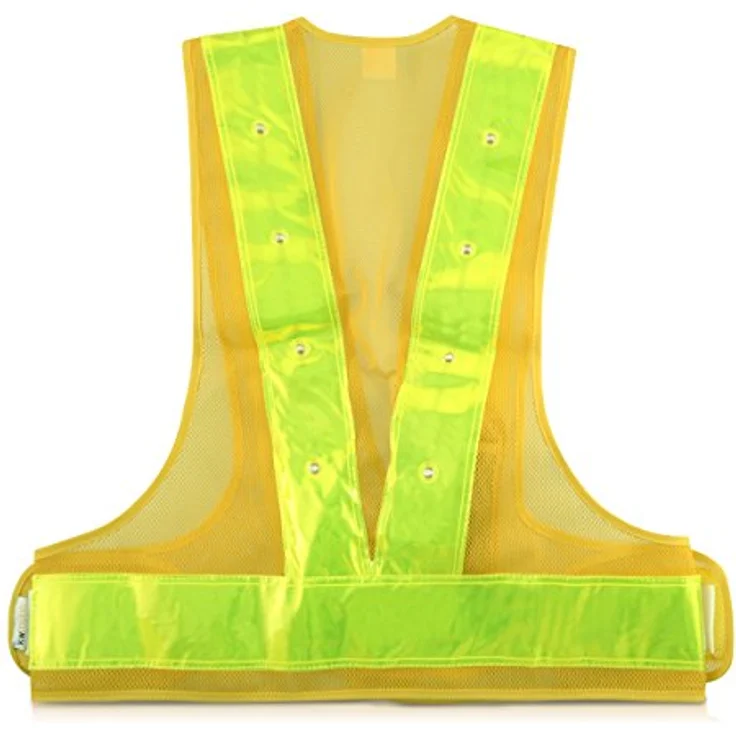 kwmobile LED Warnweste Reflektor Sicherheitsweste Gelb - Security Weste mit 16 roten LED Lampen - Reflektierende Streifen Warnweste für z.B. Joggen Reiten – Bild 3
