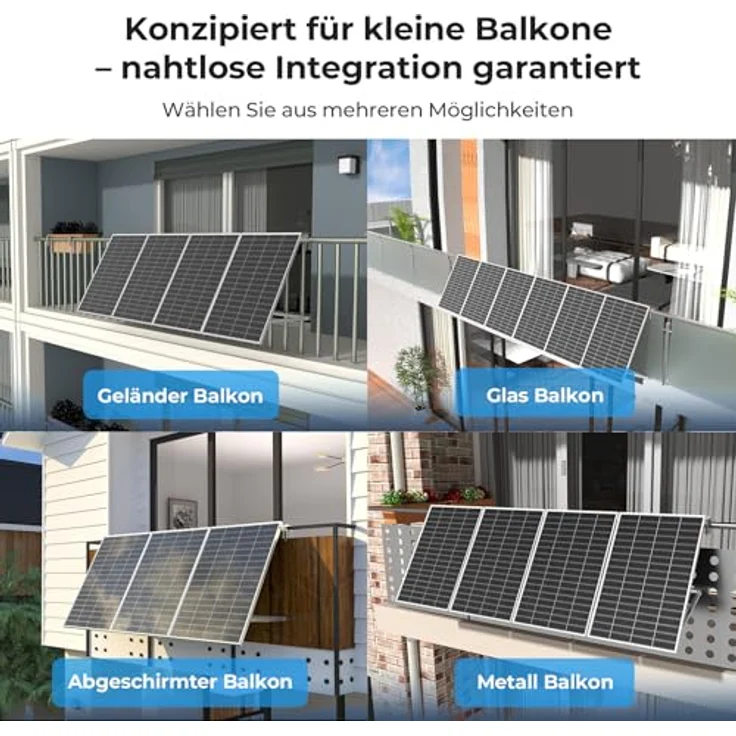 SUNSHARE Ray Lite 400W Balkonkraftwerk Set, 1 kWh Stromspeicher, Plug-&-Play Installation, Halterung für Balkongeländer, Silber – Bild 4