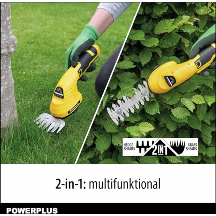 Powerplus POWXG2034 Rasen-/Strauchschere, 8V Akku-Heckenschneider mit ergonomischem Griff, gelb – Bild 7