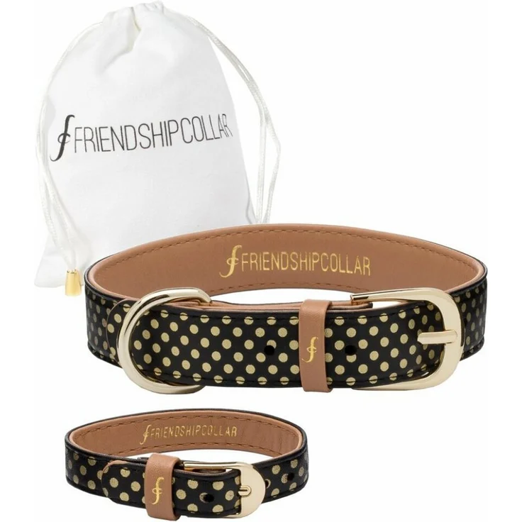 Holland Animal Care Hunde-Halsband The Dotty About You XL, veganes Leder, 48-56 cm, inkl. passendem Armband