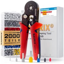Bild für BAURIX® Sechskant Crimpzange mit 2000 Aderendhülsen Set I Aderendhülsenzange selbsteinstellend [Für 0,25-6mm²] I Krimpzange