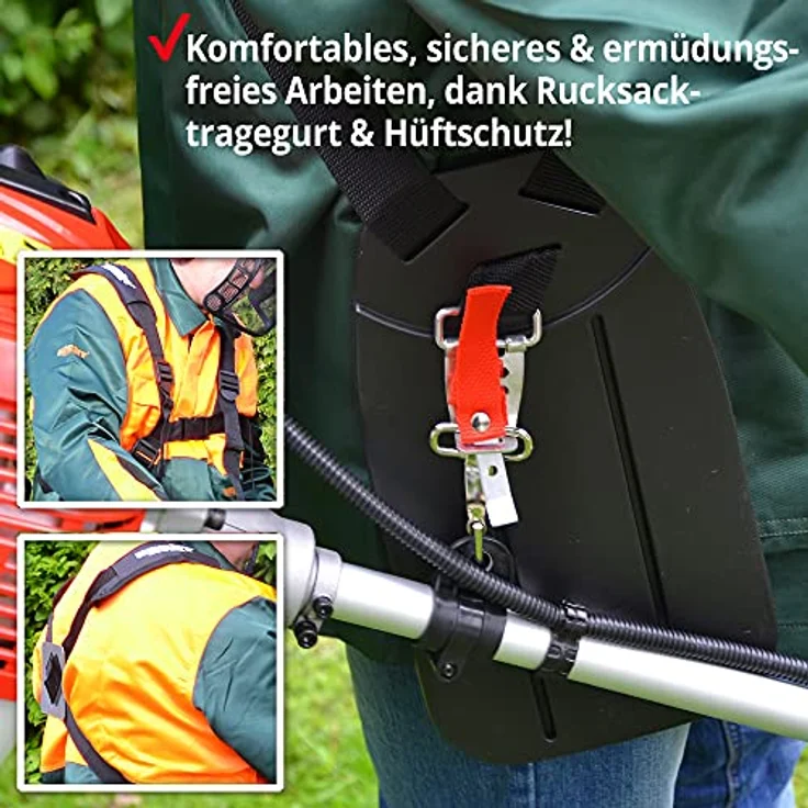 Hecht 142 BTS, Rasentrimmer mit 1,7 PS Benzinmotor, 43 cm Arbeitsbreite, Metallmesser und Fadenmähkopf, leichtes Design – Bild 9