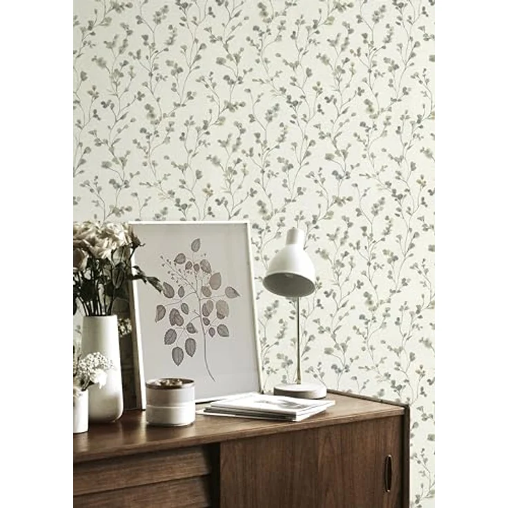 Rasch Tapete 486148, Helle Vliestapete mit kleinen Blumen in Grün und Blau in Aquarelloptik, wasserbeständig, 10,05m x 0,53m, Kollektion Country Charme – Bild 4