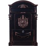 Antiker edler Briefkasten GAL29 Wandbriefkasten, Nostalgischer aus Aluminium Guss Englischer Briefkasten Metall 47 cm hoch. Rostfrei (Antik Kupfer)