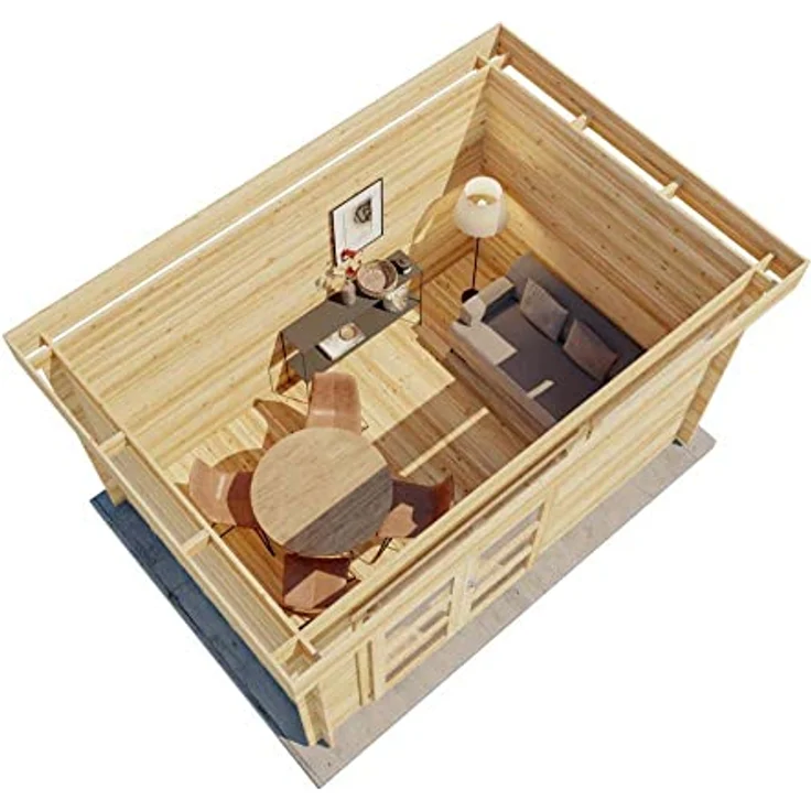 Alpholz Gartenhaus Leandro-28, 8,64 m², 28 mm Wandstärke - Naturbelassen, mit Fußboden aus Holz und Leimholz-Doppeltür – Bild 4