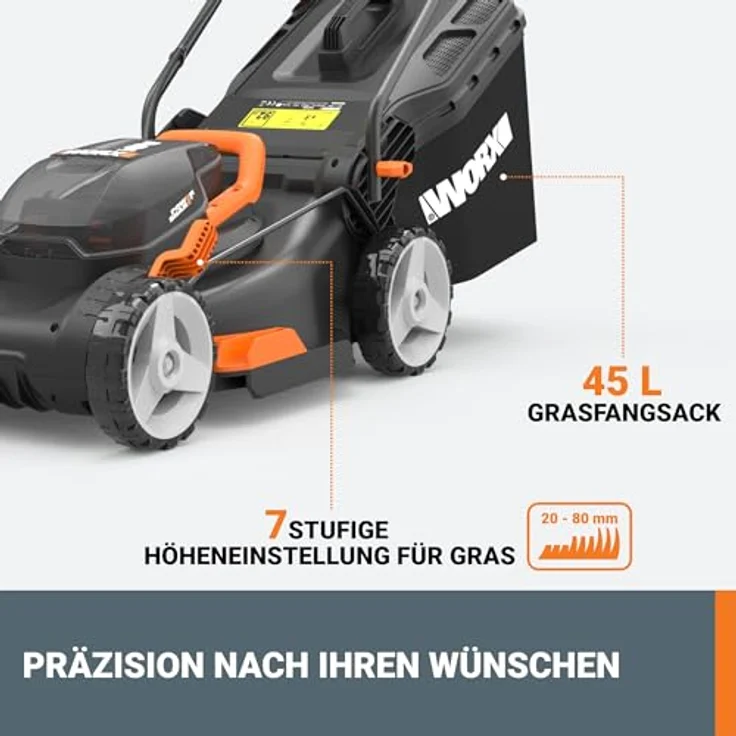 WORX WG743E 40 cm Akku Rasenmäher WG743-40V (2 x 20V-4.0Ah) Max Li-Ion PowerShare – Bild 5