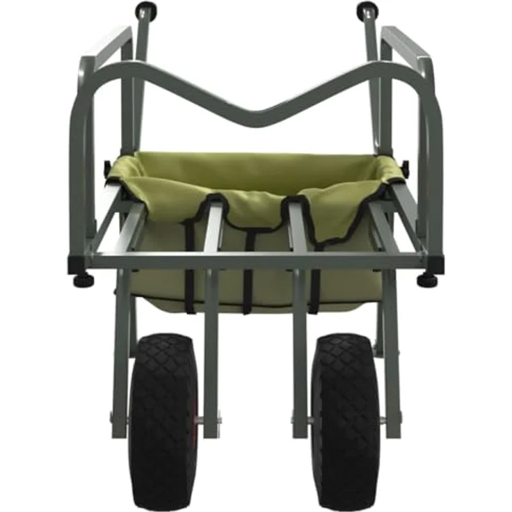 vidaXL Angelwagen mit 2 Rädern, Klappdesign Transportwagen für Angeln und Camping, pulverbeschichteter Stahl – Bild 4