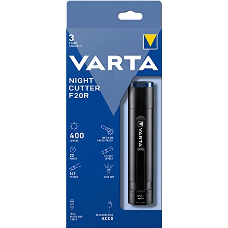 Varta Taschenlampe Night Cutter F20R Wiederaufladbar 400 Lumen – Bild 2