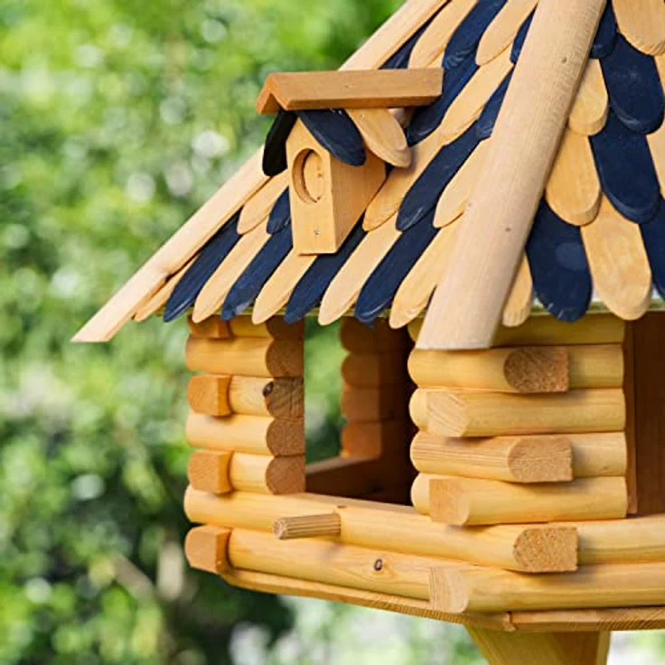 Deko-Shop-Hannusch XXL Luxus Vogelhaus mit Solarbeleuchtung absoluter Blickfang, Vogelfutterhaus aus Holz, V13 XXL mit Ständer, Farbe:Braun - Schwarz – Bild 5