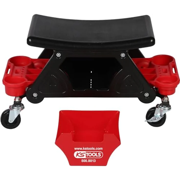KS Tools 500.8013 Fahrbarer Hocker mit Aufbewahrungsebene, L650xH350mm, max. Belastung 95 kg – Bild 5