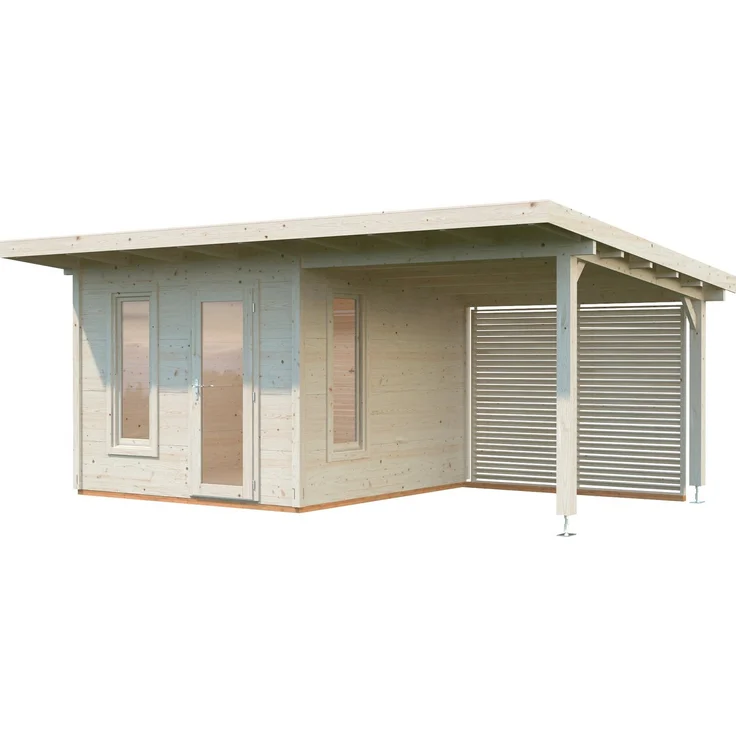 "Palmako Gartenhaus modern look Haus Grace, BxT: 604x393 cm, inklusive Fußboden, Leimholz, 8,1 m², minimalistisches Design, grau"