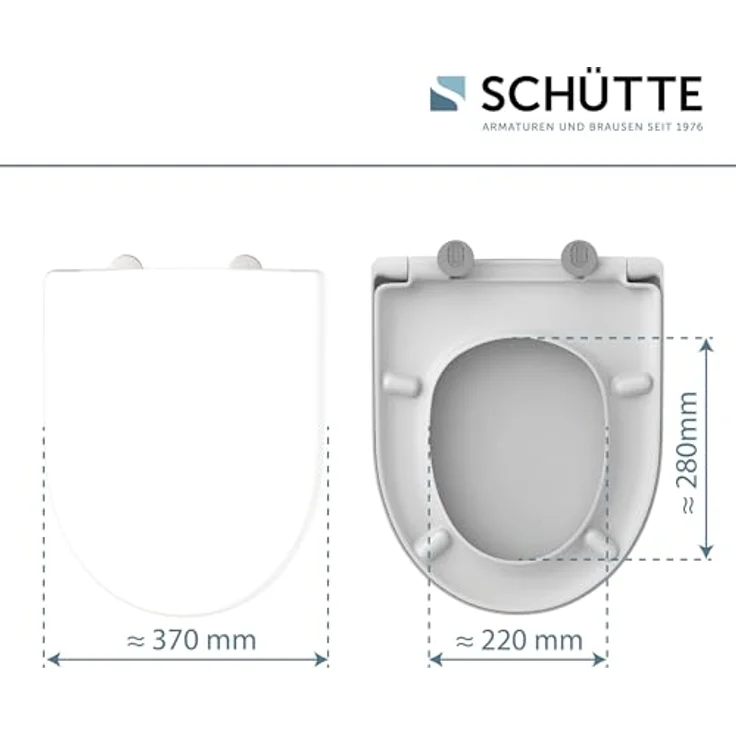 Schütte WC-Sitz D-Form Pro 3 Duroplast, mit Absenkautomatik und Schnellverschluss, weiß, bis 250 kg belastbar – Bild 2