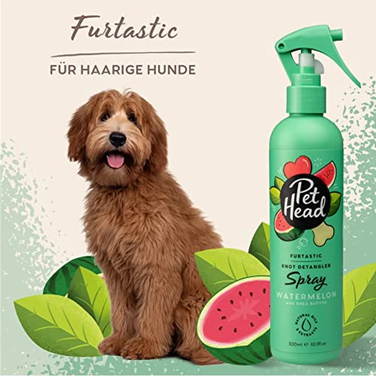 PET HEAD Entwirrungsspray für Hunde 300 ml, Furtastic, Wassermelonenduft, Pflegt & macht langes, lockiges Hundefell weich, Hypoallergen, pH-neutral, Vegan & tierversuchsfrei, Sanfte Formel für Welpen – Bild 3