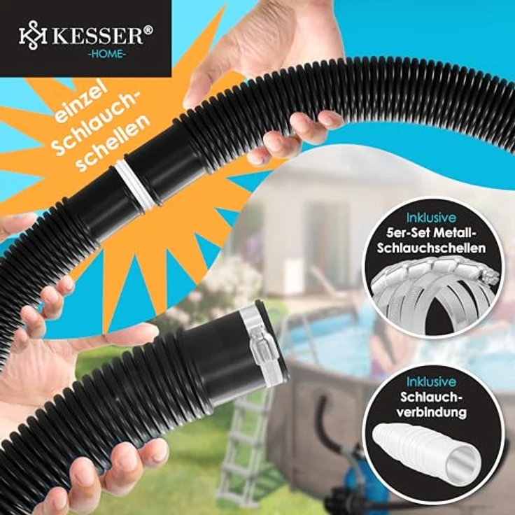 KESSER Poolschlauch | Schwimmbadschlauch mit Muffen | Solarschlauch für Pool und Schwimmbecken | Saugschlauch | Pumpenschlauch | Flexibler Wasserschlauch Schwarz, Länge 10m ( Ø 32 mm ) – Bild 6