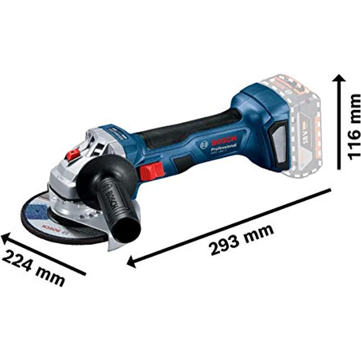 Bosch Professional 18V System Akku Winkelschleifer GWS 18V-7 115 mm Scheiben-Ã˜, inklusive Schutzhaube, Zusatzhandgriff, Aufnahmeflansch, Schnellspannmutter, ohne Akkus und Ladegerät, im Karton 115 mm Akku – Bild 2