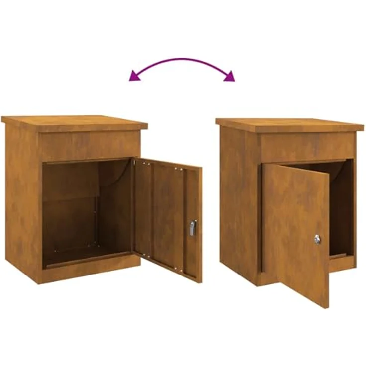 vidaXL Briefkasten Paketdrop-Box, rostig, 47,5 x 38 x 59 cm, wetterfest aus Stahl, abschließbar, moderne Außenlagerung – Bild 8