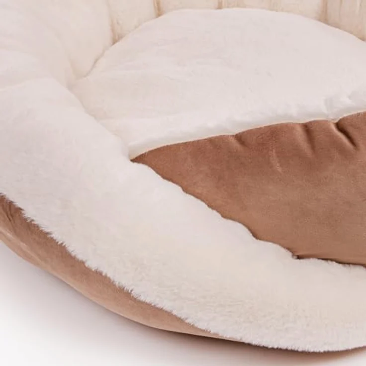 Wallace & Jones | Hundebett rund Grace - gemütlicher Hundekorb für mittelgroße Hunde | Hundebett mit Rand, rutschfest | braun-beige | Größe M | ca. 60 x 60 x 18 cm – Bild 4