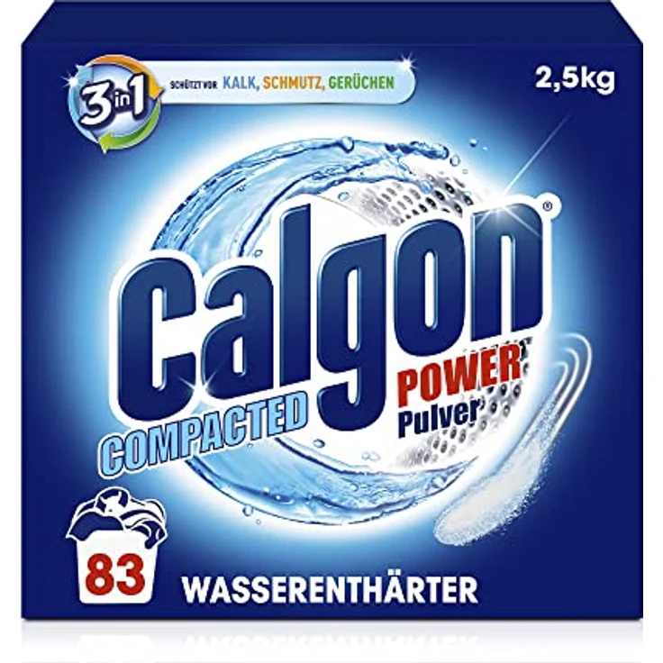 Calgon 3in1 Power Pulver – Wasserenthärter gegen Kalkablagerungen und Schmutz in der Waschmaschine – Beugt unangenehmen Gerüchen vor – 1 x 2,5 kg – Bild 1