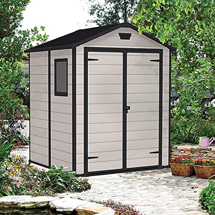 Keter Gerätehaus Manor 6x5 DD, Beige, 4,8m³ Rauminhalt, wetterfest – Bild 2