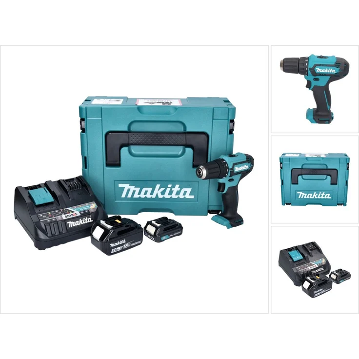 Makita DF333DNX12 Akku Bohrschrauber 12 V 30 Nm + 1x Akku 2,0 Ah + 1x Akku 18 V 5,0 Ah + Ladegerät + Makpac