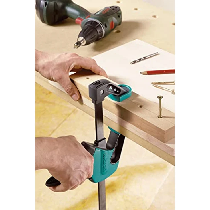 wolfcraft Einhandzwinge Easy 75-500 mm 3023000 | Einfaches Spannen und Lösen der Zwinge mit nur einer Hand - ideal für den Heimwerker | Spannkraft von starken 90 kg – Bild 3