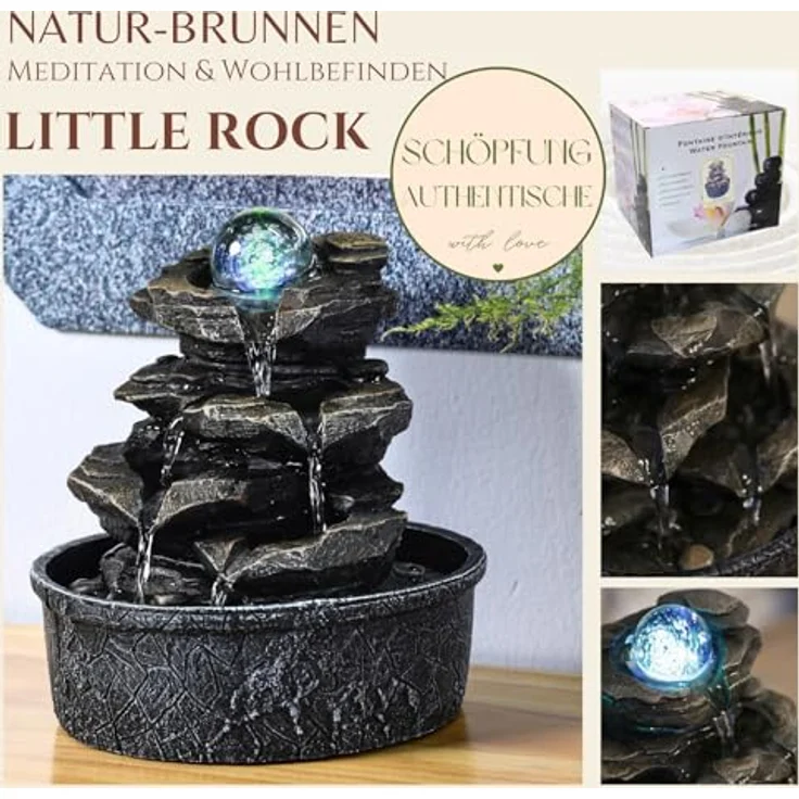 Zen'Light Little Rock Brunnen aus Polyresin, Dunkelbraun, 20 x 20 x 23 cm – Bild 3