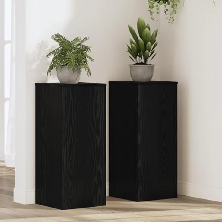 vidaXL Pflanzenständer 2 Stück, Schwarz Eiche, rechteckig, 30x30x70 cm, MDF, matt, für innen – Bild 2